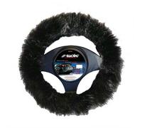 Cubierta Del Volante Coche Universal Fluffy Fur Negro Piel Eco 37-39cm