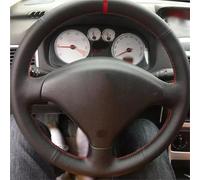 Cubierta del Volante Cubierta Interior del Volante Coche Adorno De Cuero Microfibra Negro para Peugeot 307 2001-2008 SW 2005-2008(Red Thread2)