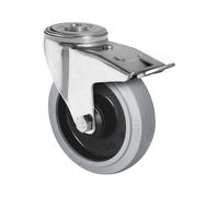 Cubierta elástica sobre llantas de PA Ø x anchura de rueda 160 x 46 mm, agujero dorsal