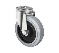 Cubierta elástica sobre llantas de PA Ø x anchura de rueda 80 x 35 mm, agujero dorsal