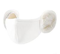 Cubierta facial completa resistente al viento con forro térmico de felpa para ciclismo y esquí, protección cálida para los oídos, pasamontañas unisex en leche de coco blanco (A)