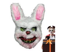Cubierta facial de conejito - Máscara de terror elástica de Pp, casco de disfraz de conejo espeluznante, accesorio de cosplay cómodo y ajustable, diseño ligero y reutilizable | Expresión aterradora pa