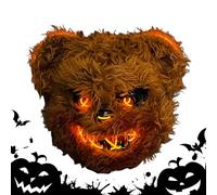 Cubierta facial de oso espeluznante - Máscara brillante ajustable, accesorio de disfraz LED de terror | Material resistente Máscara facial de animal aterrador para Halloween, fiesta, cosplay, actuació