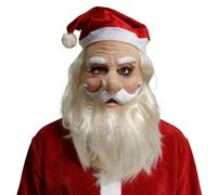 Cubierta facial de Papá Noel, látex realista y divertido para fiestas de vacaciones, construcción de látex con detalles realistas, festivo con sombrero de Papá Noel, disfraz de temporada