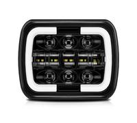 Cubierta Faro Coche Faro LED Para Motocicleta Para Jeep Para Cherokee XJ Para Wrangler YJ Todoterreno Camión 7x6 '' 5x7 Pulgadas Halo Haz Alto-bajo Cuadrado Luces Circulación Diurna(Negro 1PC)