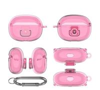 Cubierta Funda Protectora para SHOKZ OpenDots One,Auriculares Cubierta Protectora TPU Manga a Prueba de Golpes con carabinero (Rosa Transparente)