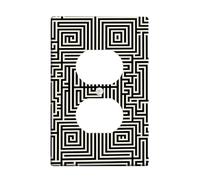 Cubierta geométrica para interruptor de luz, diseño de laberinto blanco y negro para decoración moderna, placas de pared termoplásticas, tamaño estándar, salida dúplex individual