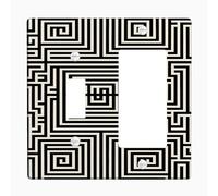 Cubierta geométrica para interruptor de luz, diseño de laberinto blanco y negro para decoración moderna, placas de pared termoplásticas, balancín de palanca de tamaño estándar