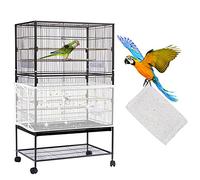 Cubierta Grande para Jaula de pájaros, recogedor de Semillas de Jaula de pájaros Daoeny, Red Ajustable de Malla de Nailon Suave, aireado, Cubierta de Jaula de pájaros, Protector de Semillas para Loro