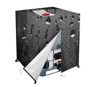 Cubierta IBC 1000L 420D, Funda para Depósito con Cremallera y Solapa de Llenado, Lona Impermeable Antilluvia Anti-UV, Protección para Contenedor IBC de 1000L, 120x100x116cm (Black)