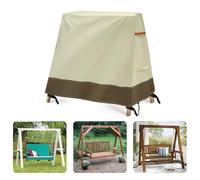 Cubierta impermeable para columpio de patio para columpios de marco en A, tela Oxford 420D con cremallera central, ajuste de banda de goma ajustable y ventilación HOL (beige)