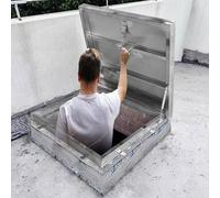 Cubierta impermeable para escotilla de techo, 100 x 90 cm, puerta cuadrada de seguridad para mantenimiento de boca de registro/salida de sótano con asa, se adapta al interior de 65 x 80 cm