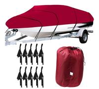Cubierta impermeable resistente para barco, 11 22 pies, 600D, anti UV, a prueba de polvo, protección marina remolcable para barcos de pesca y esquí en V Hull (17 19 pies, rojo)