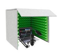 Cubierta insonorizada para escritorio, estudio de grabación plegable para insonorización, 60 x 60 cm, exterior gris interior verde, ideal para estudio en casa, podcasters y músicos