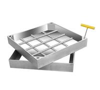Cubierta invisible de acero inoxidable con marco, tapa cuadrada para tanque séptico incrustado de alta resistencia, gancho de elevación para patio o entrada (45 x 45 cm)