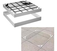 Cubierta invisible de acero inoxidable para boca - Diseño empotrado plateado galvanizado H (70 x 70 x 8 cm) y acceso seguro a los servicios subterráneos