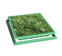 Cubierta invisible de resina compuesta y marco para depósito de aguas residuales, para césped, jardín y vegetación (cuadrado 40 x 40 cm)