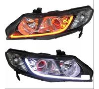 Cubierta LáMpara Conjunto De Faros Delanteros Para Coche Civic 8th Faro Delantero DRL Luz Circulación Diurna Señal Giro 2 Uds Transparente Lente