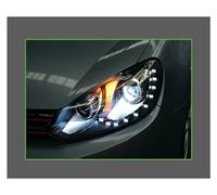 Cubierta Lámpara Cubierta Lente Faro Faro Delantero De Coche Para VW Para Golf 6 MK6 2009-2013 Faros DRL Luz Circulación Diurna LED Bi Xenon Bombilla Antiniebla Con Luces(No include low bulbs)