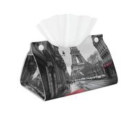 Cubierta larga para caja de pañuelos, Torre Eiffel, calle París, paraguas rojo, caja de pañuelos de cuero, para baño, salones, oficina, dormitorio