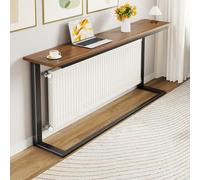 Cubierta larga para radiador, mesa auxiliar resistente para sofá, no deformable, ideal para sala de estar, dormitorio, oficina, color marrón, 120 x 15 x 80 cm