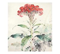 Cubierta magnética decorativa para puerta de lavavajillas con pintura de acuarela de flores rojas, cubierta magnética para refrigerador, 58 x 66 cm