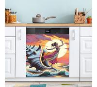 Cubierta magnética para lavavajillas, diseño de bailarina bailando en el mar, para nevera, decoración de casa de campo, 23 x 26 pulgadas