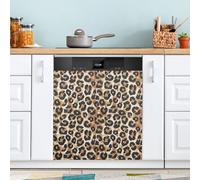 Cubierta magnética para lavavajillas para puerta delantera, estampado de leopardo marrón, guepardo, cubierta decorativa para nevera, lámina magnética, para lavadora y nevera, 58,4 x 66 cm