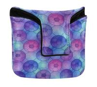 Cubierta magnética para mazo de golf, cubierta magnética para mazo, cuadrada, impermeable, piel sintética, arte cósmico, fútbol, morado, verde azulado, espacio Nebula_00001_00003_00001
