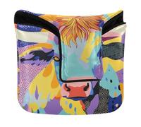 Cubierta magnética para mazo de golf, para mazos y cuadrados, de piel sintética, impermeable, psicodélico, vaca de las tierras altas