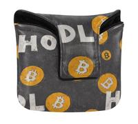 Cubierta magnética para putter estilo mazo, para hombres y mujeres, piel sintética, impermeable, letrero de Bitcoin, HODL, color negro