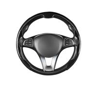 Cubierta manija Coche Carbono, Protector de Cubierta de Volante con Corte D, 38cm, Funda de Volante de Fibra de Carbono Antideslizante Universal Funda de Volante calefactable(Black)