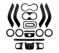 Cubierta Marco para J&eep para Wrangler JK 2011-2017 Consola Central Puerta Ventilación Aire Acondicionado Volante Engranaje Portavasos Cubierta Embellecedora(Black 18pcs)