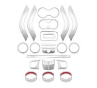 Cubierta Marco para J&eep para Wrangler JK 2011-2017 Volante Consola Central Puerta Ventilación Aire Acondicionado Engranaje Portavasos Cubierta Embellecedora(Silver 21pcs)