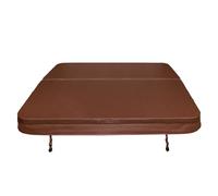 Cubierta Marrón de hidromasaje 2,1x2,1m Impermeable Exterior Jardín Funda Spa Bañera Hidromasaje Cintas Bloqueo con llaves Manijas Capota Dura Cuero PVC Espuma 25kg/m³ Densidad Resistencia UV + Moho