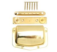 Cubierta metálica para puente de guitarra, protector de puente con tornillos, cubierta de placa de repuesto para puente de guitarra acústica y eléctrica, kit duradero de accesorios (Oro)