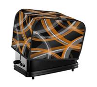 Cubierta moderna para tostadora con líneas de rayas grises y naranjas, cubierta antipolvo para máquina de pan, pequeños electrodomésticos de cocina