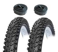 Cubierta MTB 26X1.95 Negro + 2 cámaras de Aire de 26" con válvula AV (Gorda/Moto) / Neumático rígido MTB 26X1.95
