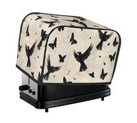 Cubierta negra para tostadora de 2 rebanadas de cocina, con bolsillos, protección contra el polvo y las huellas dactilares