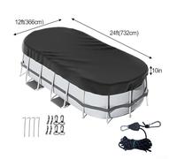 Cubierta ovalada para piscinas elevadas sobre el suelo, cubierta de poliéster resistente a la intemperie con sistema de trinquete de ajuste rápido, se adapta a 274 x 549 cm a 549 x 1006 cm, color