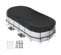 Cubierta ovalada resistente a la intemperie para piscinas sobre el suelo, poliéster impermeable resistente con juego de accesorios, evita hojas y suciedad, se adapta a rectangulares