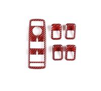 Cubierta Panel Engranajes para Benz para ABCE Clase para GLA para CLA para GLK para W246 ABS Rojo Fibra Carbono Interruptor Elevalunas Botón Marco Etiqueta Accesorios Coche Cubierta Panelajuste