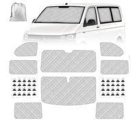 Cubierta Pantalla Ventana Delantera Reemplazo para VW T5 T6 SWB, 8 Piezas Juego de Protector de Parabrisas, Juego de Ventana de Persiana Térmica Interior con Bolsa Almacenamiento, 100% Oclusión