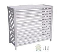 Cubierta para aire acondicionado exterior, valla de madera sin cavar, con maceta para flores, 4 paneles (blanco, 115 x 54 x 95 cm)