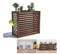 Cubierta para Aire Acondicionado para Almacenamiento de Plantas, Soporte para Flores con Bombas de Calor Ocultas, Pantalla de Valla de Madera Maciza para Aire Acondicionado Exterior, Rejilla