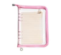 Cubierta para archivador de cuaderno, protector de PVC transparente con cremallera de 6 anillas, protectora económica, 25 x 18 cm, para escuela, negocios, estudio, casa, viaje, boda organizador