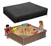 Cubierta para Arenero niños 120x120cm Impermeable y Resistente a los Rayos UV Cubierta de Piscina Cuadrada con Cordón Adecuada para Juguetes Infantiles de Jardín,Bañera de Jardín Pequeña(Negra)