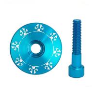 Cubierta para auriculares de aleación de aluminio, diseño de girasol para bicicleta de 28.6 mm, compatible con bicicletas de carretera y montaña (azul)