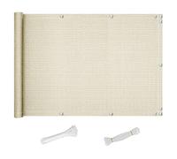 Cubierta para balcón al aire libre, 60 x 200 cm, protección UV, resistente al viento, divisor de barandilla beige, incluye ojales, lazos y cuerdas para una fácil instalación, perfecta para privacidad