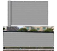Cubierta para balcón con protección UV de 120 x 350 cm, Resistente al Viento, con Fijaciones y Cuerda para Balcones y Vallas, Color Gris, Parasol para Exteriores.